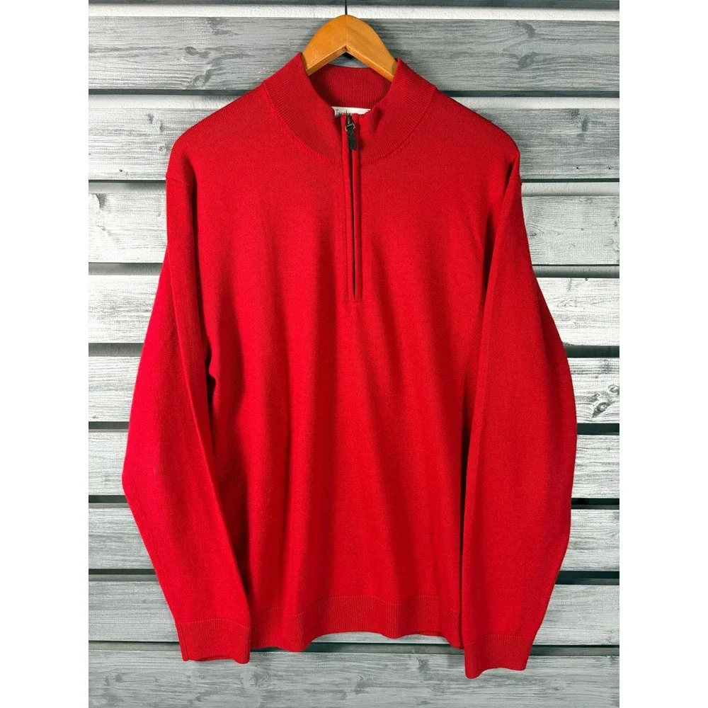 Turnbury Mens Sweater 1/4 Zip / V-Neck Green Red Brown Merino Wool L Lot 3 NICE